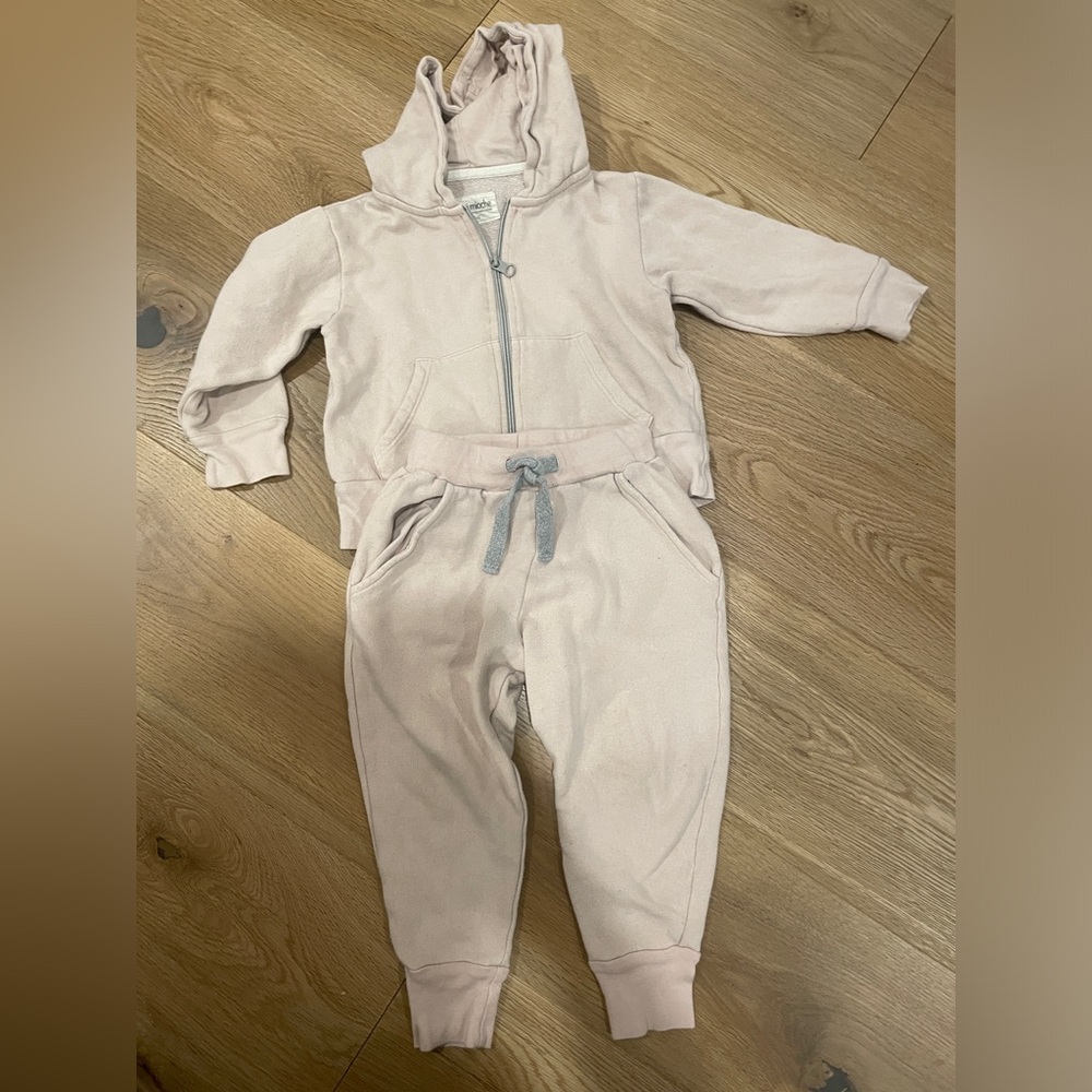 Mini moiche toddler girl zip hoodie and sweatpants set size 2T